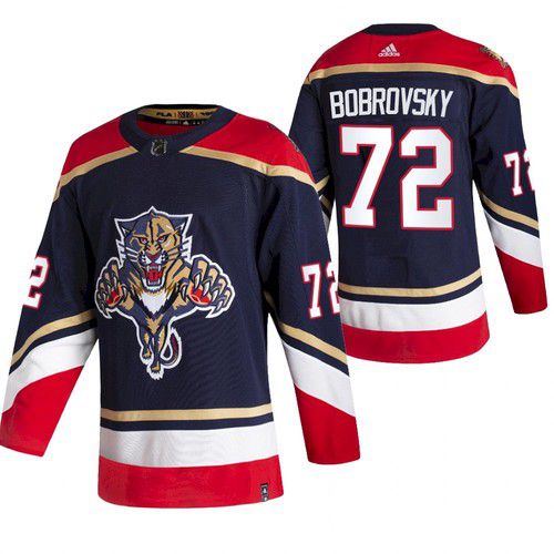 Men Florida Panthers #72 Bobrovsky Blue NHL 2021 Reverse Retro jersey->minnesota wild->NHL Jersey
